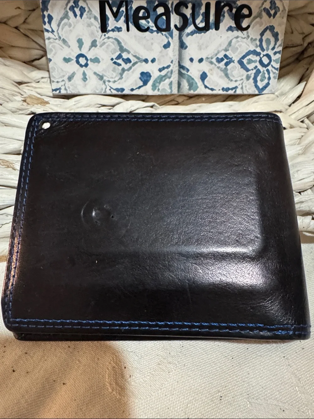 Tough Jeansmith Leatherworks Vintage Black with Blue Stitching Men’s Wallet